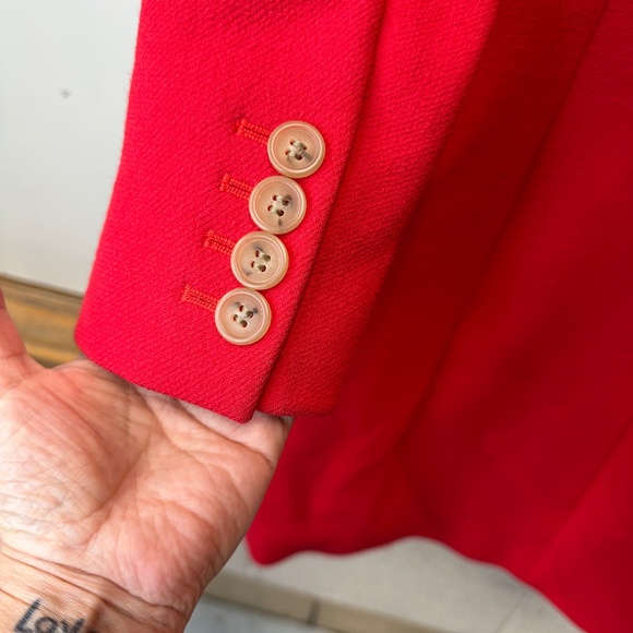J Crew Wool Lady Day Coat Red Size 2 Button Up Lined With Pockets - Picture 12 of 16